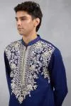 Navy Blue Dori Embroidered Kurta Set