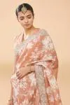 Salmon Peach Embroidered Saree