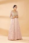 Light Pink Embroidered Jacket with Embroidered Blouse