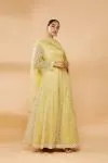 Lemon Yellow Embroidered Anarkali