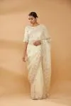 Porcelain White Embroidered Saree