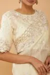 Porcelain White Embroidered Saree