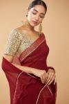 Jam Red Ruffle Saree