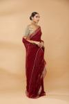 Jam Red Ruffle Saree