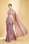 Lilac Flat Chiffon Drape Saree