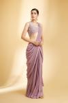Lilac Flat Chiffon Drape Saree