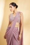 Lilac Flat Chiffon Drape Saree