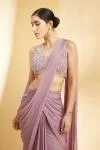 Lilac Flat Chiffon Drape Saree