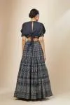 Midnight Grey Digital Printed Raw Silk Lehenga Set