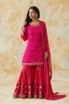 Hot Pink Chiffon Sharara Suit