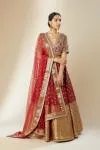 Deep Red Banarasi Silk Lehenga