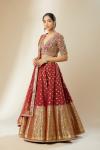 Deep Red Banarasi Silk Lehenga 