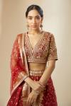 Deep Red Banarasi Silk Lehenga 