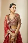 Deep Red Banarasi Silk Lehenga