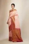 Peach and Magenta Kanjivaram Silk Saree