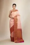Peach and Magenta Kanjivaram Silk Saree