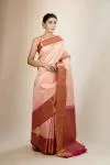 Peach and Magenta Kanjivaram Silk Saree