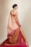 Peach and Magenta Kanjivaram Silk Saree