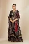Black Brocade Double Layer Anarkali Set