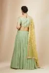 Beige and Mid Night Grey Ombre Net Lehenga