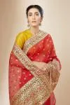 Red Kora Silk Meenakari Saree