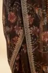Dark Brown Organza Saree