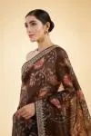 Dark Brown Organza Saree