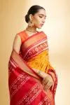 Mustard Red Patola Silk Saree