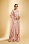Pink Net Kurta And Georgette Sharara Set