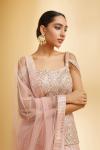 Pink Net Kurta And Georgette Sharara Set