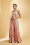 Pink Net Kurta And Georgette Sharara Set
