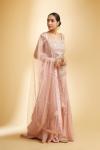 Pink Net Kurta And Georgette Sharara Set