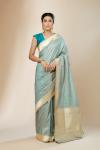 Aqua Tanchoi Silk Saree