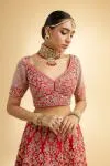 Vermillion Red Raw Silk Lehenga
