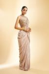 Dusty Peach Shimmer Lycra Drape Saree