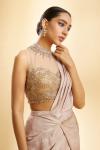 Dusty Peach Shimmer Lycra Drape Saree