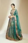Teal Green Banarasi Silk Lehenga