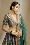 Teal Green Banarasi Silk Lehenga