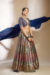 Navy Blue banarasi Silk Lehenga