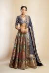 Navy Blue banarasi Silk Lehenga