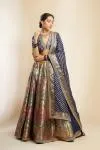 Navy Blue banarasi Silk Lehenga