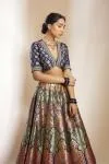 Navy Blue banarasi Silk Lehenga