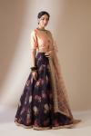 Black and Peach Organza Lehenga Set