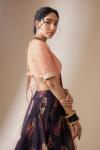 Black and Peach Organza Lehenga Set