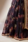 Black and Peach Organza Lehenga Set