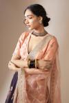 Black and Peach Organza Lehenga Set
