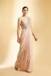 Peach Georgette Drape Saree