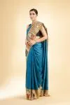 Peacock Blue and Beige Tussar Saree
