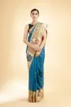 Peacock Blue and Beige Tussar Saree