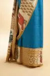 Peacock Blue and Beige Tussar Saree